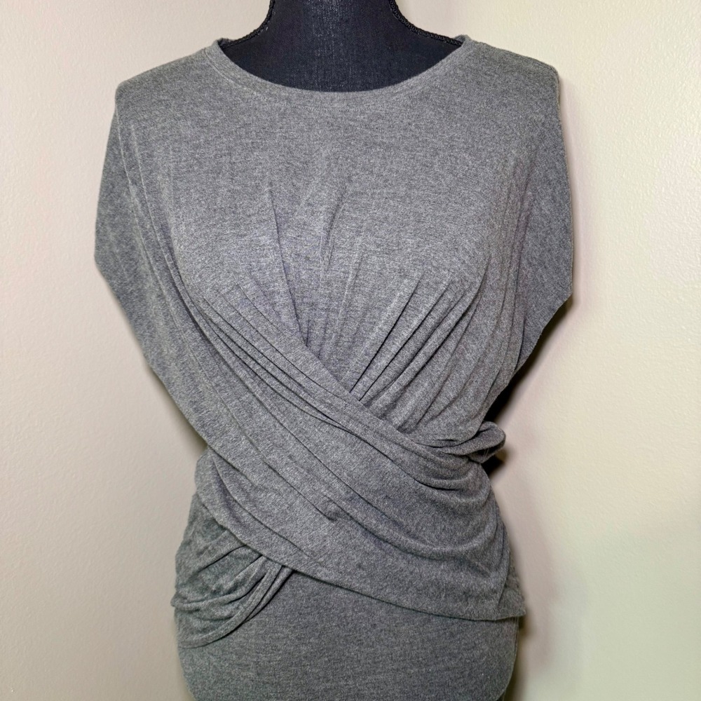 FRAME Twist Front Ruched Bodycon Dress Gray Medium M / M
